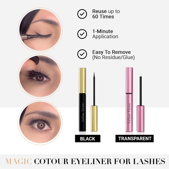 2x Natural Lashes, Eyelash Applicator PRO, Couture Transparent & Black Eyeliner - Picture 5 of 11